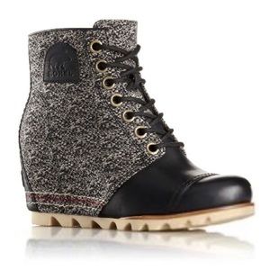 Sorel x Anthropologie PDX 1964 Black Tweed Premium Wedge Boots